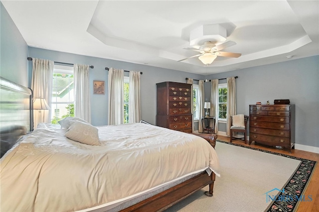232 E Wayne St, Maumee, OH 43537 - bedroom with a tray ceiling, multiple windows, and wood finished floors