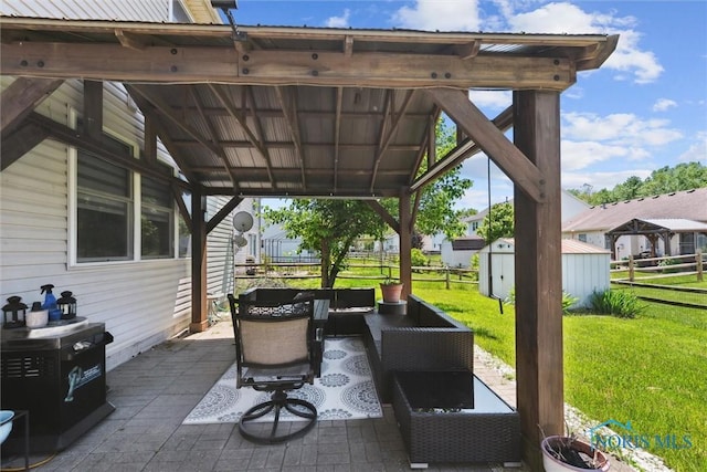 548 Niagara Ave, Holland, OH 43528 - view of patio / terrace with a storage shed, an outdoor structure, and an outdoor living space