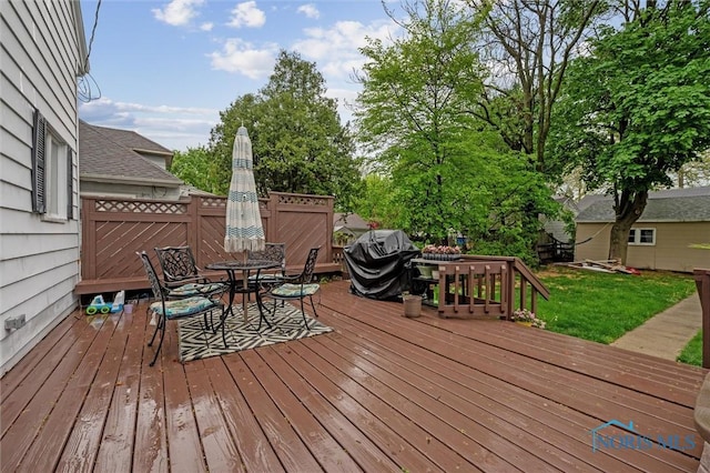 3555 Island Ave, Toledo, OH 43614 - wooden deck featuring outdoor dining area and grilling area