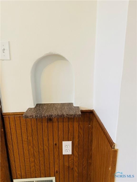 detailed view of a wainscoted wall