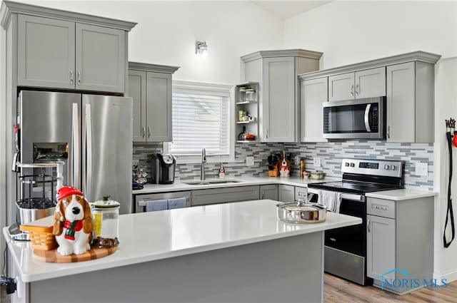 9274 Shaffer St, Findlay, OH 45840 - kitchen featuring stainless steel appliances, a sink, and gray cabinets