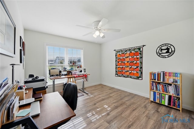 9274 Shaffer St, Findlay, OH 45840 - office space with ceiling fan, wood finished floors, and baseboards