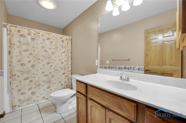 1330 Kennsington Dr, Findlay, OH 45840 - bathroom with tile patterned flooring, toilet, vanity, and a shower with shower curtain