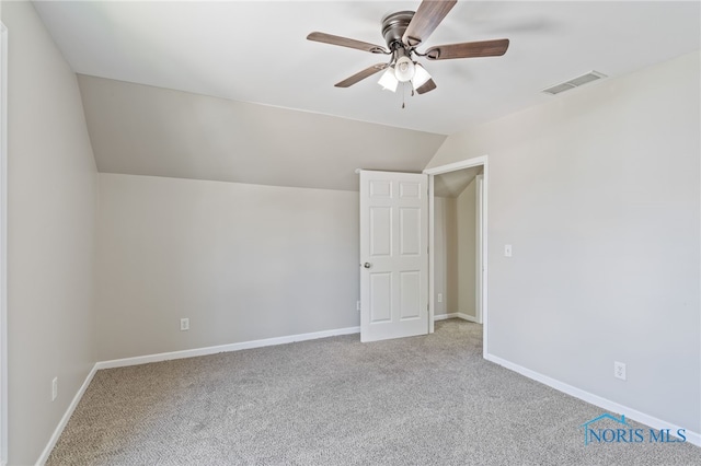 221 Poplar St, North Baltimore, OH 45872 - bonus room featuring vaulted ceiling, a ceiling fan, carpet, and baseboards