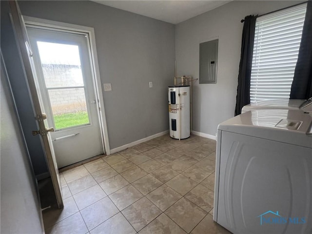 118 N Main St, Bloomdale, OH 44817 - washroom featuring water heater, electric panel, healthy amount of natural light, and washing machine and dryer