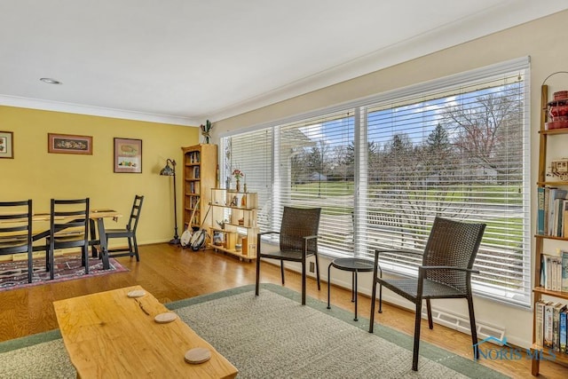 4426 Sheraton Rd, Ottawa Hills, OH 43615 - living area with plenty of natural light, baseboards, crown molding, and wood finished floors
