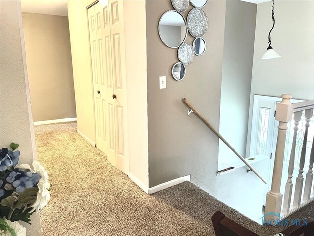405 W Richards Rd, Toledo, OH 43607 - hallway with an upstairs landing, carpet flooring, and baseboards