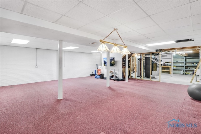 1977 Lexington Dr, Perrysburg, OH 43551 - finished below grade area with a paneled ceiling and carpet floors