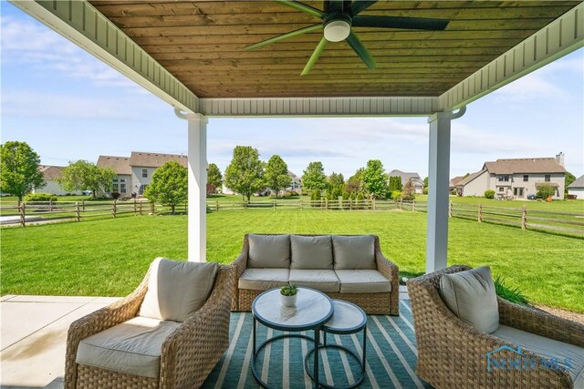 5653 Mallard Pointe Ln, Sylvania, OH 43560 - view of patio / terrace featuring ceiling fan and outdoor lounge area