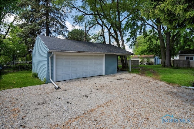 view of detached garage