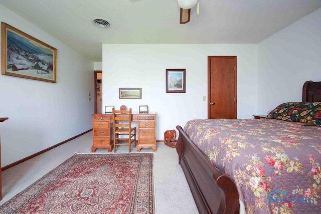 2023 Bluestone Dr, Findlay, OH 45840 - bedroom with light colored carpet, ceiling fan, and baseboards
