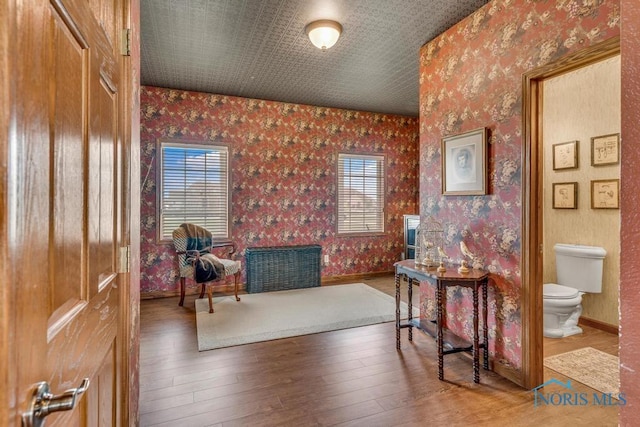 14360 County Road 2, Swanton, OH 43558 - office featuring wallpapered walls, plenty of natural light, wood-type flooring, and baseboards