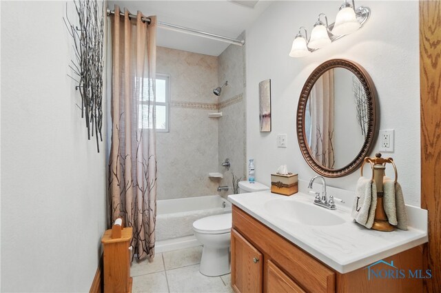 1482 Township Road 55, Ada, OH 45810 - full bathroom with toilet, shower / tub combo with curtain, vanity, and tile patterned floors