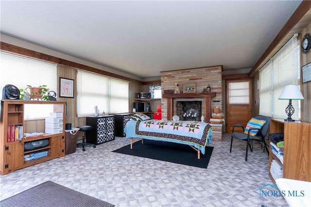 344 E Findlay St, Sugar Creek Township, OH 45893 - bedroom featuring multiple windows and a large fireplace