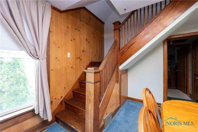 344 E Findlay St, Sugar Creek Township, OH 45893 - stairway with carpet flooring and baseboards