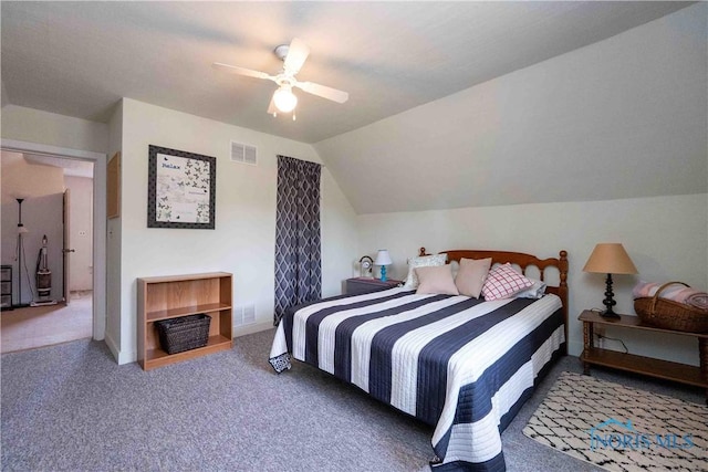344 E Findlay St, Sugar Creek Township, OH 45893 - carpeted bedroom with vaulted ceiling, ceiling fan, and baseboards
