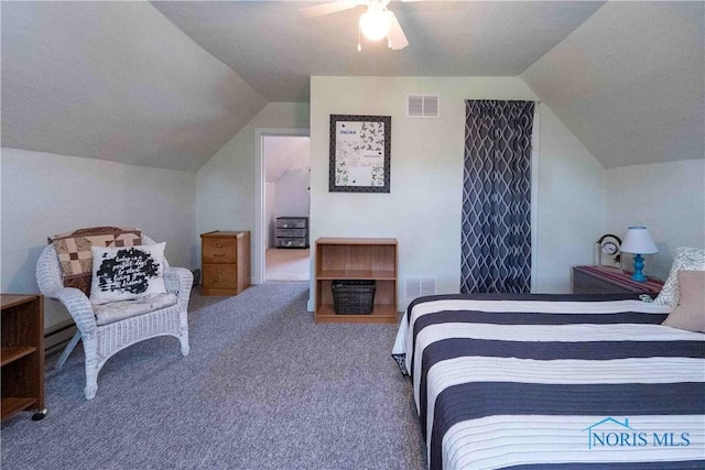 344 E Findlay St, Sugar Creek Township, OH 45893 - bedroom featuring lofted ceiling, carpet flooring, and a ceiling fan