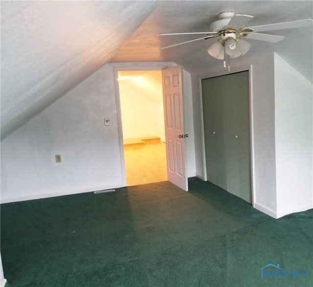 5502 Rudyard Rd, Sylvania, OH 43560 - additional living space featuring carpet floors, lofted ceiling, and ceiling fan