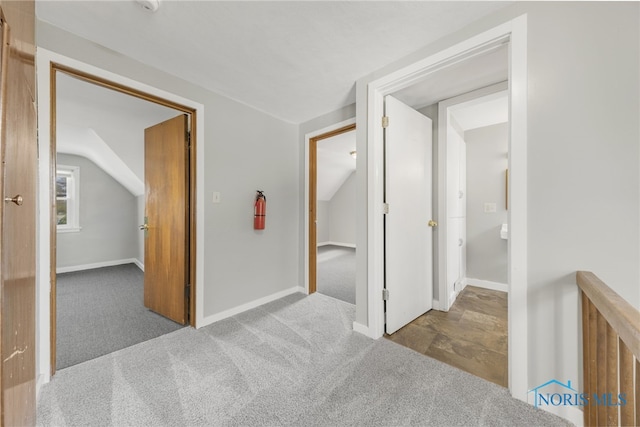 259 W Elm St, Wauseon, OH 43567 - hall with carpet, lofted ceiling, and baseboards