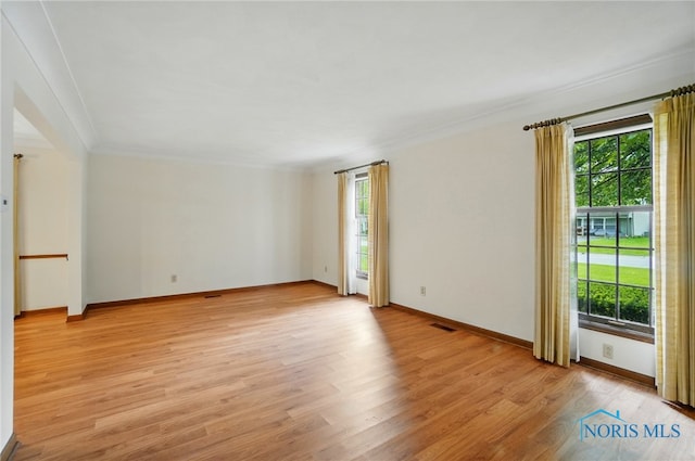 1110 Bourgogne Ave, Bowling Green, OH 43402 - empty room featuring healthy amount of natural light, crown molding, light wood finished floors, and baseboards