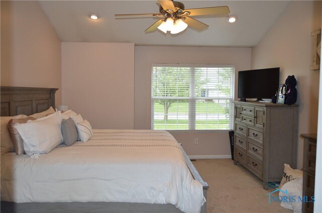 1243 1st St, Findlay, OH 45840 - bedroom with light carpet, baseboards, ceiling fan, and recessed lighting