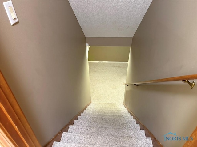 8411 Willow Glen Ct, Holland, OH 43528 - staircase featuring a textured ceiling and carpet