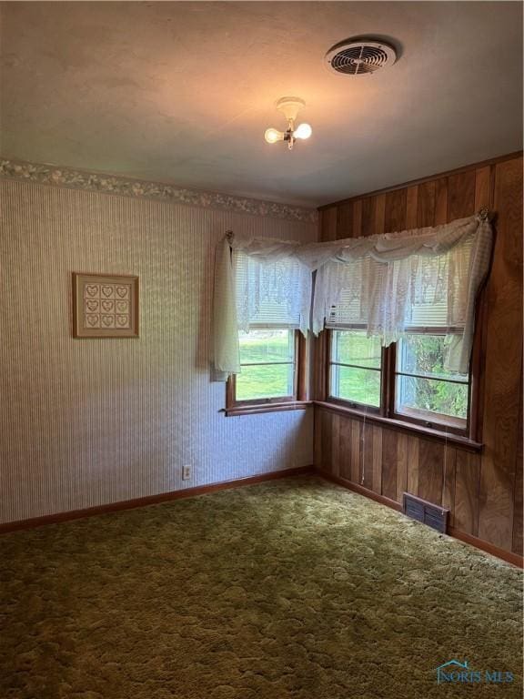 1110 Sandusky St, Fostoria, OH 44830 - empty room with carpet flooring, baseboards, and wood walls