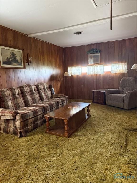 1110 Sandusky St, Fostoria, OH 44830 - living room with wooden walls and carpet