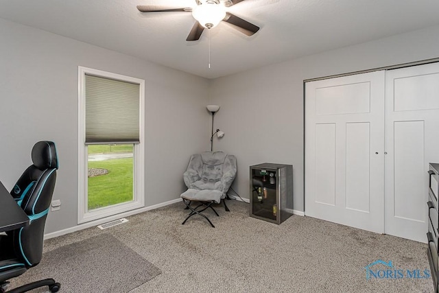 510 N Wintergarden Rd, Bowling Green, OH 43402 - unfurnished office featuring ceiling fan, carpet floors, and baseboards