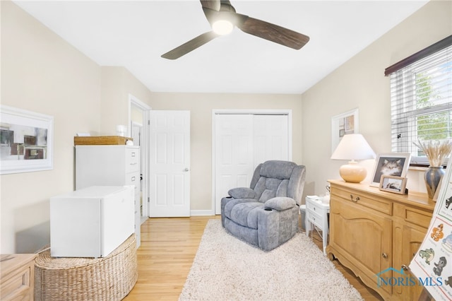 2324 Secor Rd, Toledo, OH 43606 - sitting room with ceiling fan and light wood-style floors