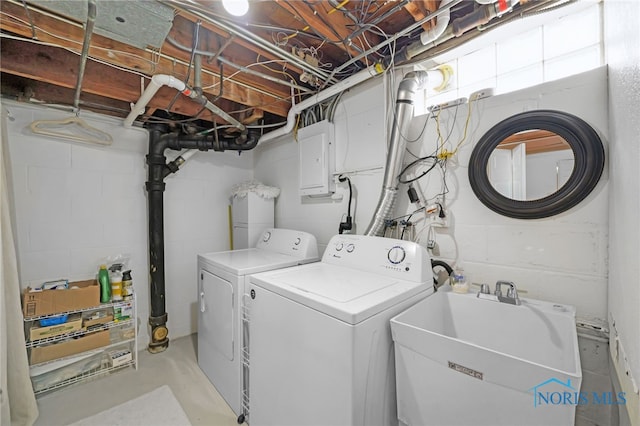 2324 Secor Rd, Toledo, OH 43606 - laundry area with washing machine and dryer and electric panel