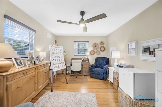 2324 Secor Rd, Toledo, OH 43606 - sitting room with ceiling fan, light wood-style floors, and an office area