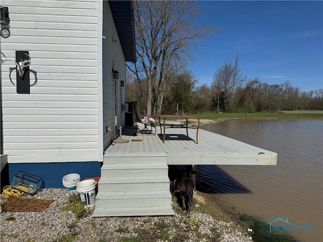 5412 Evansport Rd, Defiance, OH 43512 - wooden deck with a water view and a dock