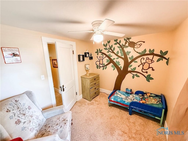 348 S 8th St, Upper Sandusky, OH 43351 - carpeted bedroom featuring a ceiling fan and baseboards