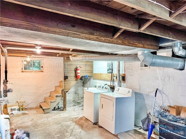 348 S 8th St, Upper Sandusky, OH 43351 - below grade area featuring washing machine and dryer