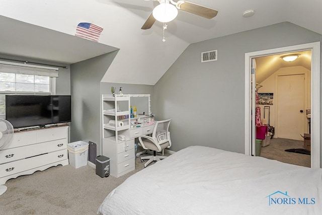 2838 Secor Rd, Toledo, OH 43606 - carpeted bedroom featuring vaulted ceiling and a ceiling fan