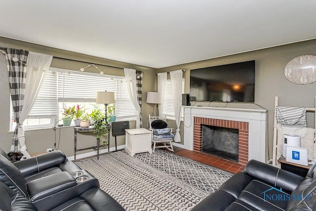 2838 Secor Rd, Toledo, OH 43606 - living room featuring a brick fireplace