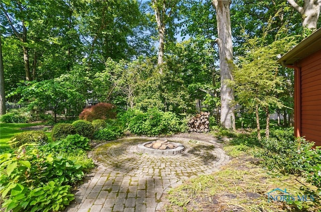 1301 Forest Park, Findlay, OH 45840 - view of yard with a fire pit and a patio