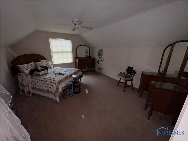 3634 Corey Rd, Toledo, OH 43615 - carpeted bedroom with lofted ceiling and a ceiling fan