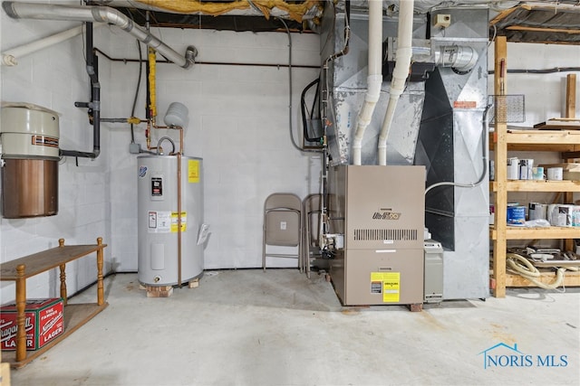 2142 Tracy Rd, Northwood, OH 43619 - utilities featuring electric water heater, heating unit, and a central vacuum unit