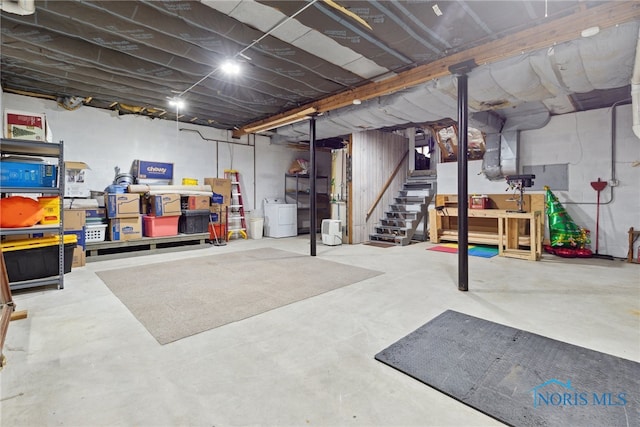 2142 Tracy Rd, Northwood, OH 43619 - unfinished below grade area with washer / clothes dryer and stairs