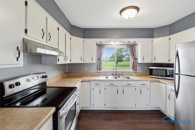 10540 Veler Rd, Curtice, OH 43412 - kitchen with appliances with stainless steel finishes, a sink, under cabinet range hood, and light countertops