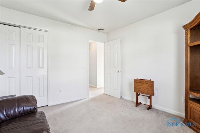 209 E Sawmill Rd, Findlay, OH 45840 - sitting room with a ceiling fan, carpet flooring, and baseboards