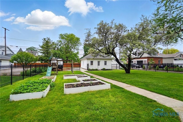 1100 S Main St, Findlay, OH 45840 - view of yard with a garden and a playground