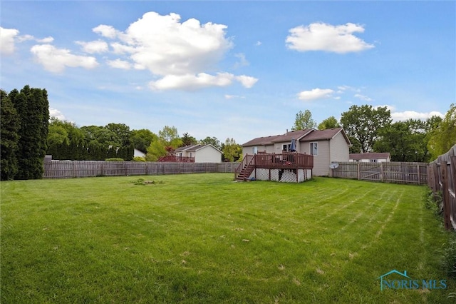 513 Bay River Ct, Maumee, OH 43537 - view of yard with a wooden deck and stairs