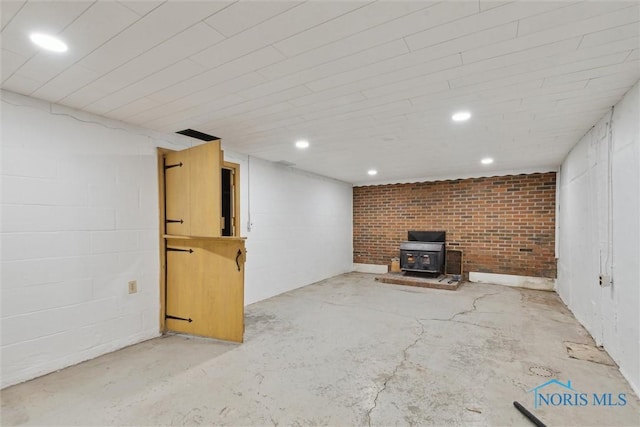 21265 State Route 2, Archbold, OH 43502 - finished basement featuring a wood stove and recessed lighting