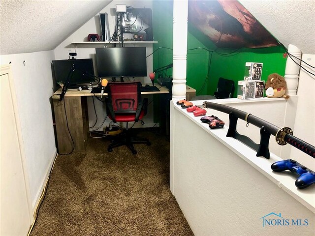 5151 Keller Rd, Walbridge, OH 43465 - carpeted office space featuring a textured ceiling and vaulted ceiling