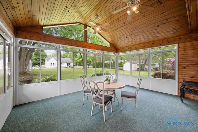 1956 Thornapple Dr, Toledo, OH 43614 - sunroom / solarium featuring a ceiling fan, vaulted ceiling, and outdoor dining space