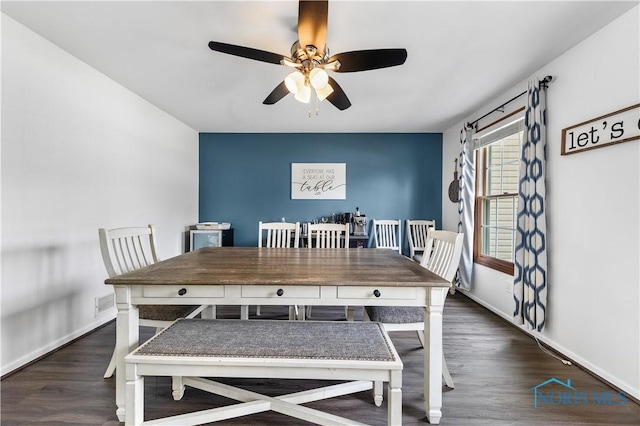 640 Hemlock St, Wauseon, OH 43567 - dining room featuring ceiling fan and wood finished floors