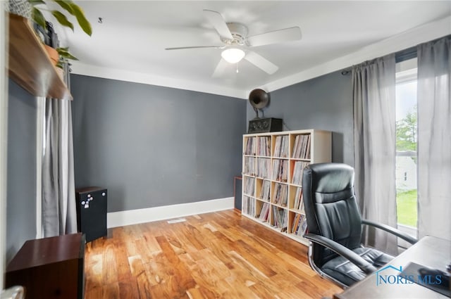 404 W Yates Ave, Findlay, OH 45840 - office area with ceiling fan, wood finished floors, and baseboards